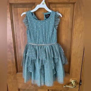 Lilt Teal Dress with Gold Dots